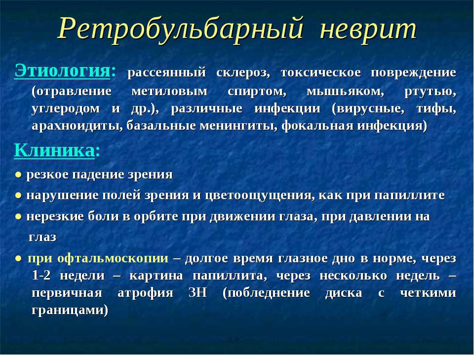 Клиника ретробульбарного неврита