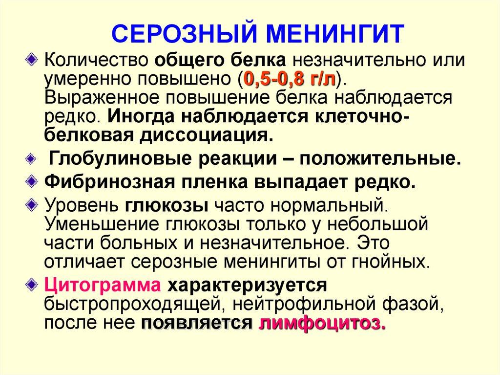 Проявления серозного менингита